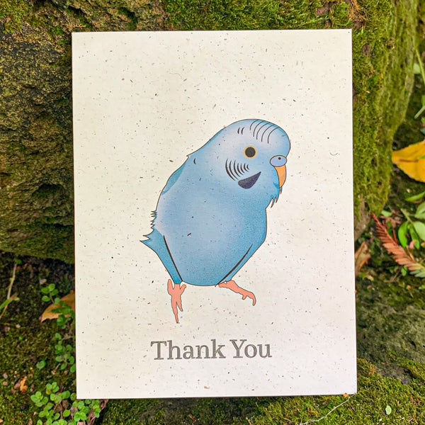 Eco-Friendly Blue Parakeet Thank You Card