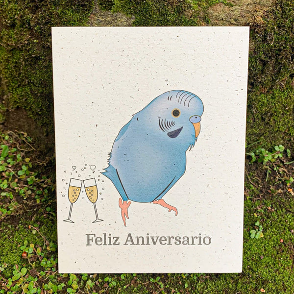 Feliz Aniversario - Blue Parakeet Wedding Anniversary Card