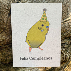 Feliz Cumpleaños Yellow Green Parakeet Birthday Card
