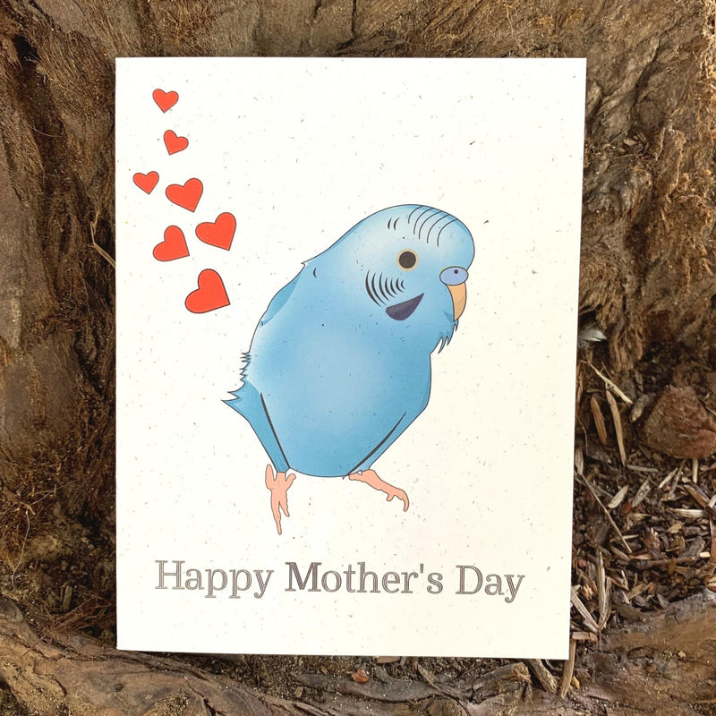 Eco-Friendly Blue Parakeet Mother's Day Card
