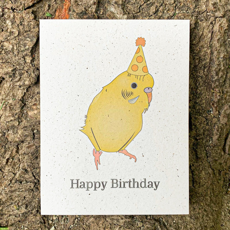 Happy Birthday - Yellow Parakeet Card