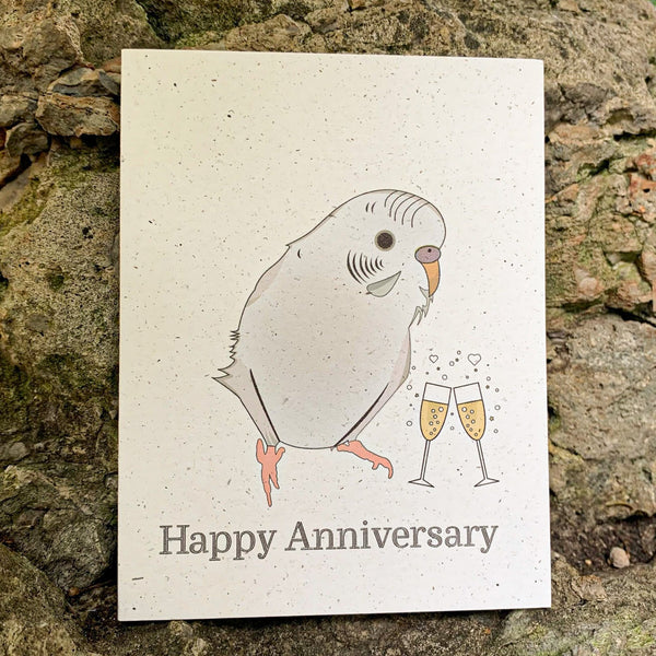 Happy Anniversary White Parakeet Eco-Friendly Card