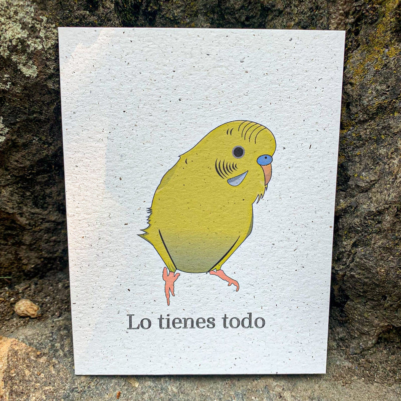 Yellow Green Parakeet Personalized Bird Greeting Card