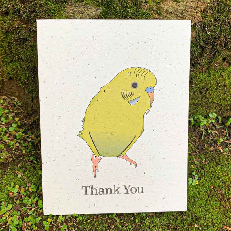 Thank You - Yellow Green Parakeet Card