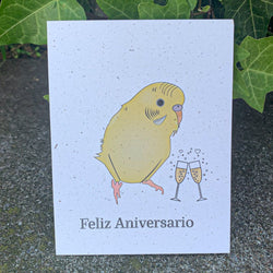 Feliz Aniversario - Yellow Parakeet Eco-Friendly Anniversary Card