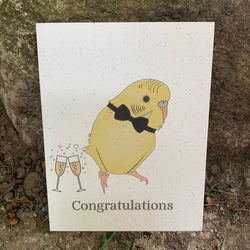 Yellow Parakeet Eco-Friendly Wedding Card