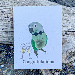 Eco Friendly Green Cheek Conure Wedding Card  