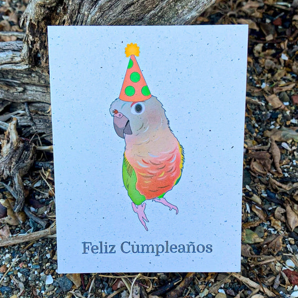 Feliz Cumpleaños Pineapple Conure Birthday Card