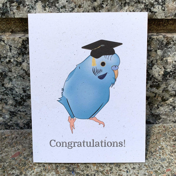 Eco-Friendly Blue Parakeet Graduation Card