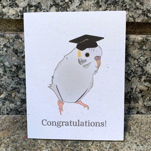 Eco-Friendly Graduation White Parakeet Card