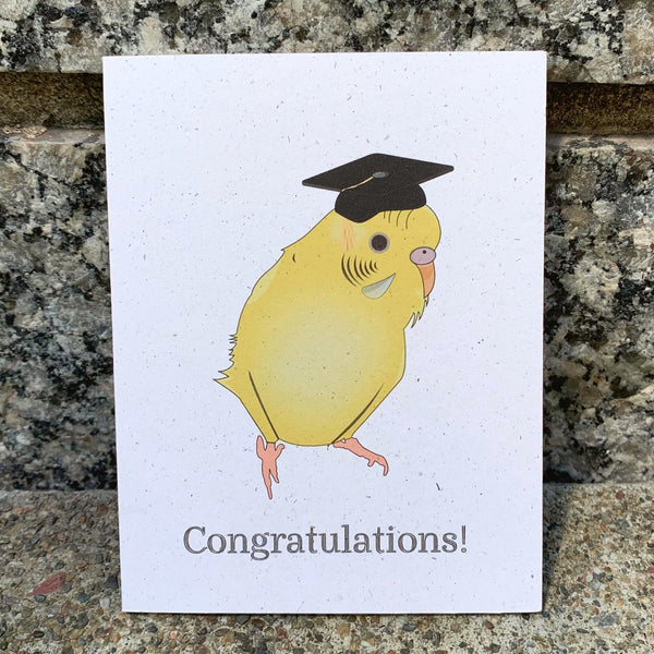 Graduation - Yellow Parakeet Eco-friendly Card
