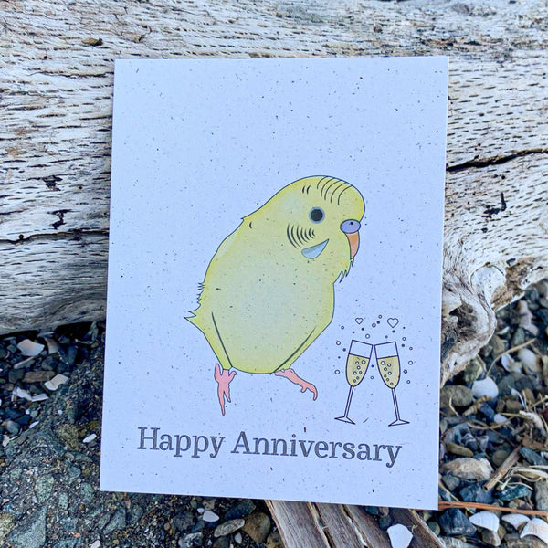 Happy Anniversary - Yellow Parakeet Card